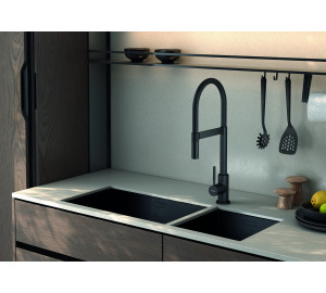 MONOMANDO DE FREGADERA 3 VIAS CAÑO FLEXIBLE BLACK